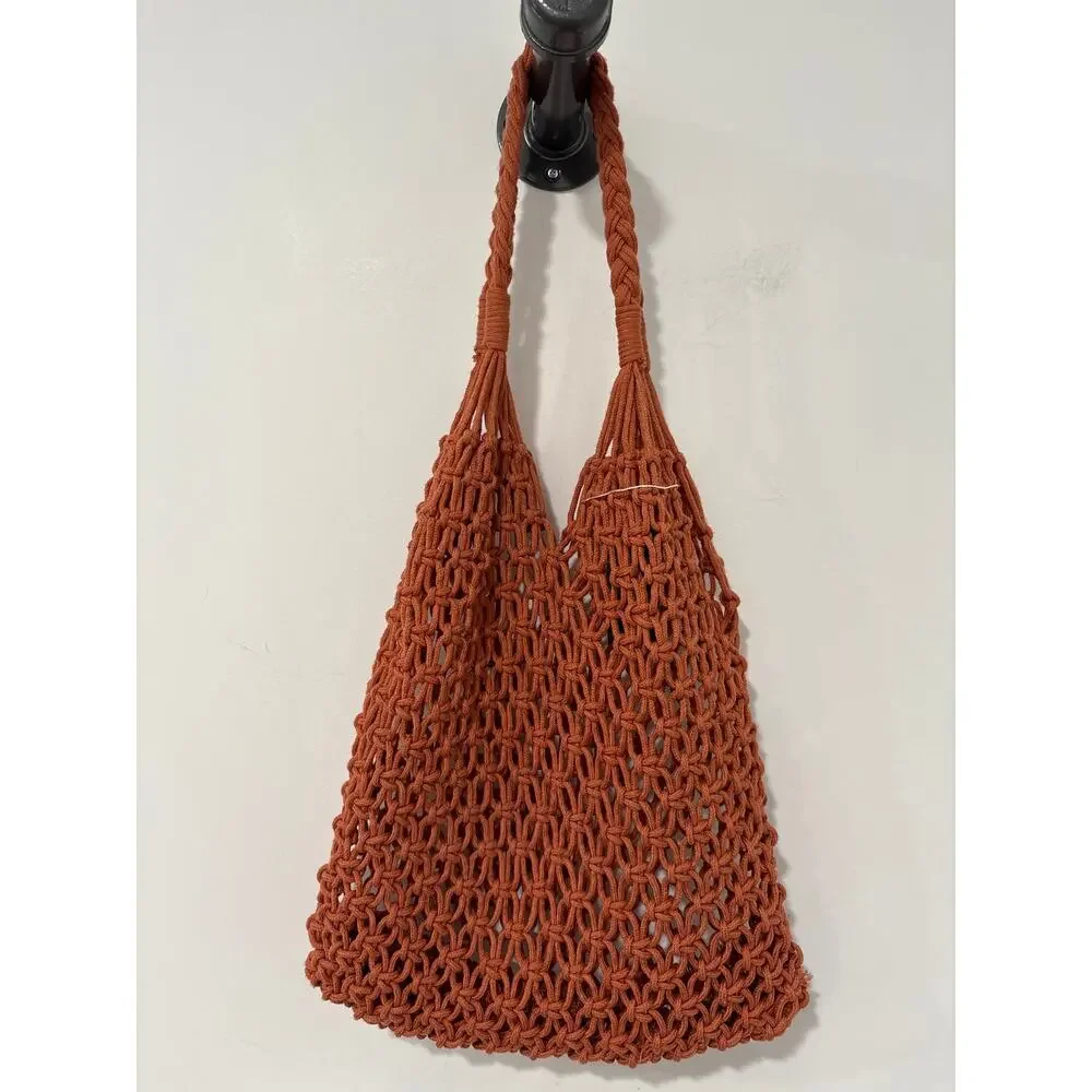 Boutique Rope Tote Bag Orange Clare V Style Inspired